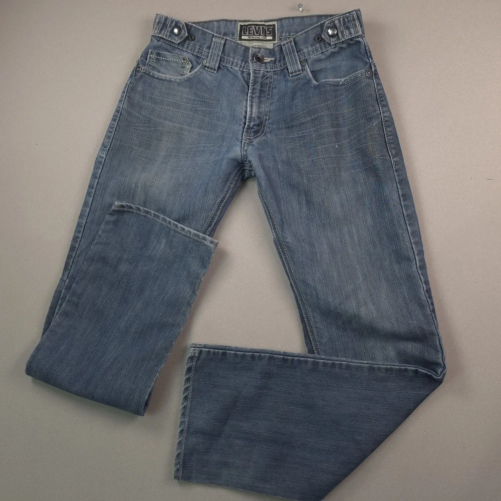 Levi's 514 Slim Straight Jeans Mens 29x30 Medium Blue Wash Zip Pockets Y2K Denim